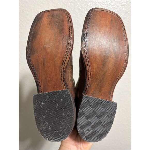 Tony Lama San Saba Boots Womens 7.5 B Brown Floral Square Toe Handcrafted - Picture 11 of 11